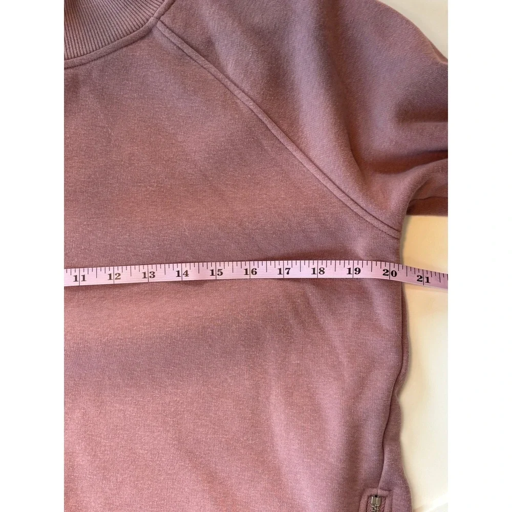 Athleta Mock Neck Side Zip Sweatshirt Mauve Womens Small Pullover Fleece Pockets - Picture 8 of 9
